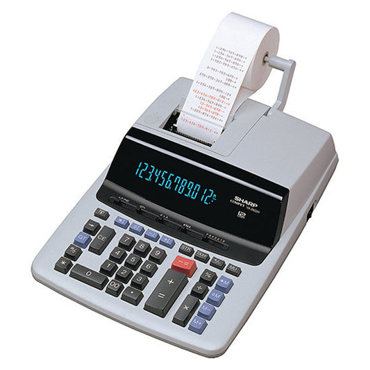 heavy duty light gray printing calculator, negative numbers printed in red