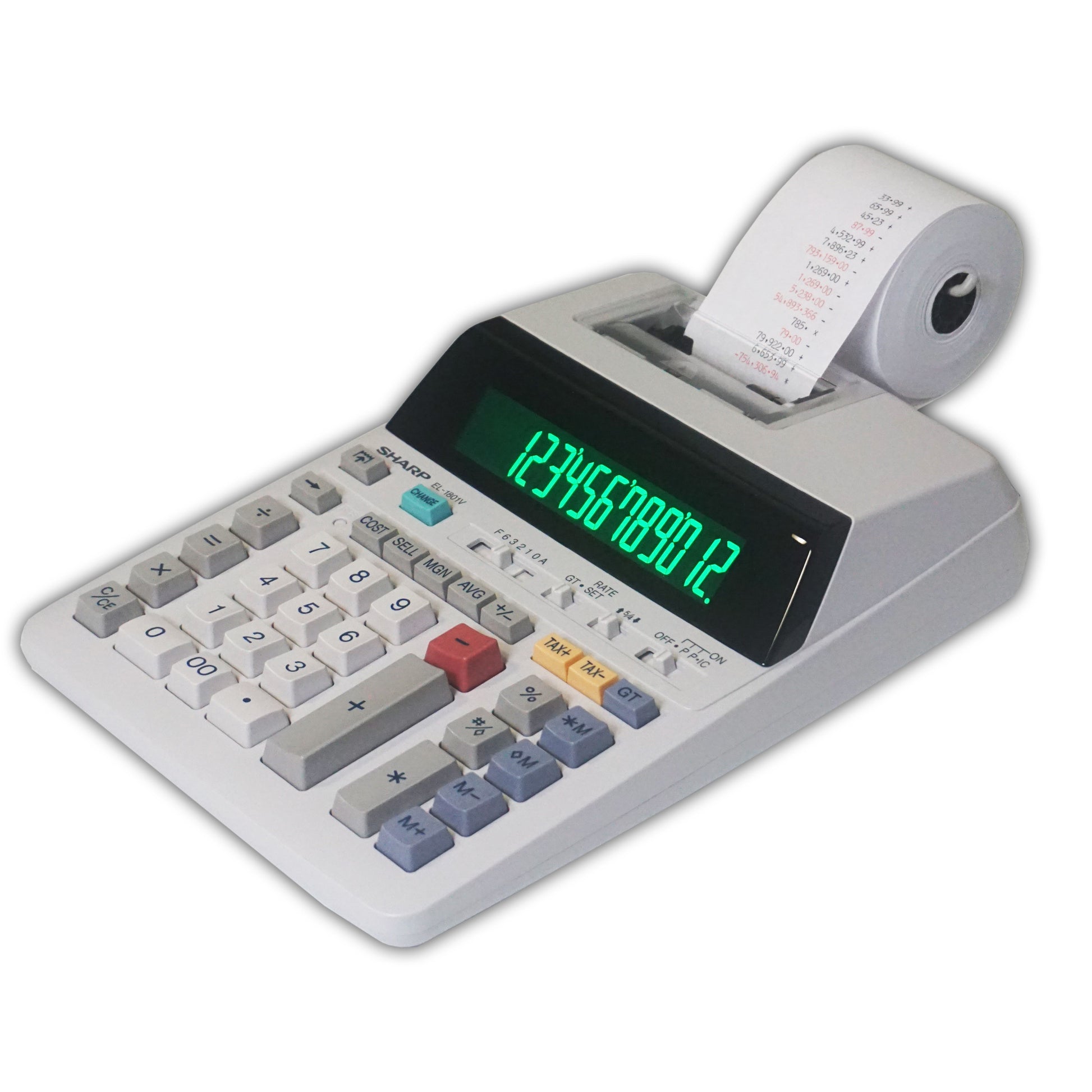 Sharp 12-Digit Printing Calculator with Extra-Large LCD Display (EL-18 ...