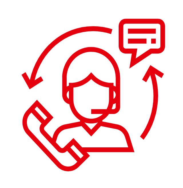illustration of customer service agent with phone and chat icons