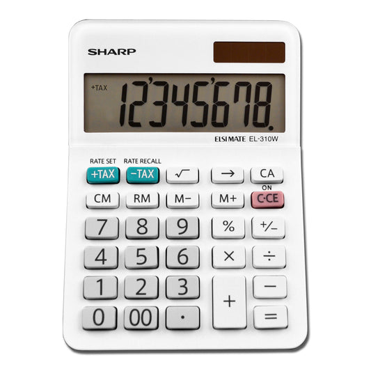 white mini desktop calculator