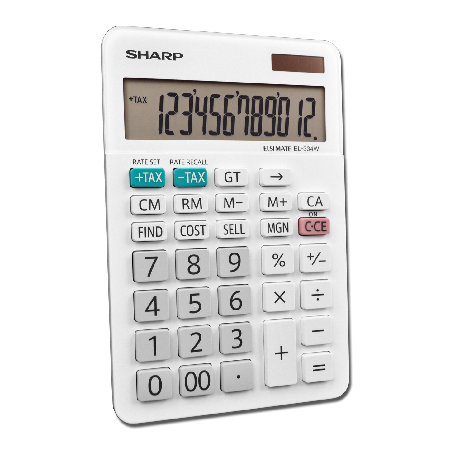 extra large white desktop calculator with cost/sell/margin, grand total, and backspace keys