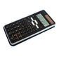 black scientific calculator with two line display