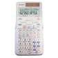 white scientific calculator with 2 line display