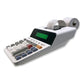 side view of white printing calculator with thermal printing paper