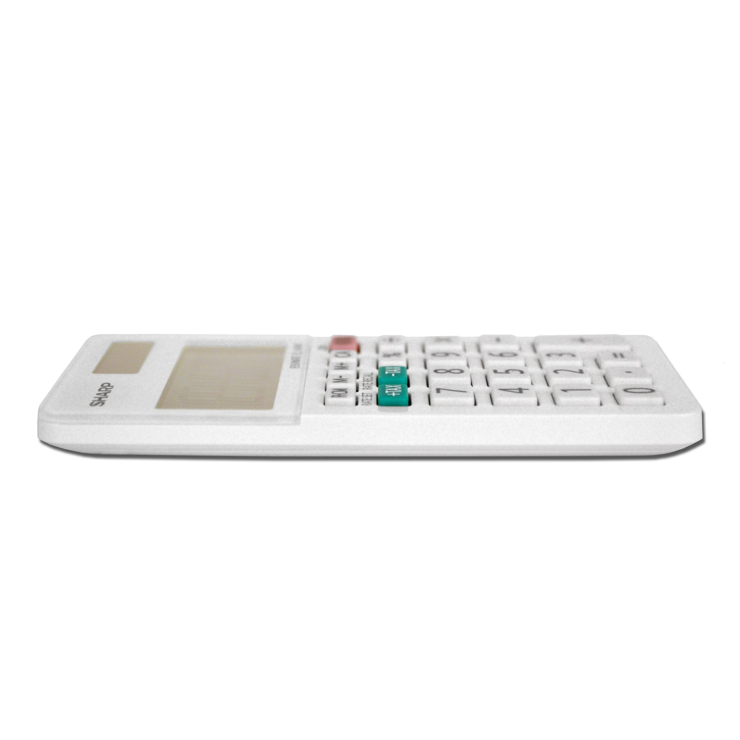 side view of white pocket calculator